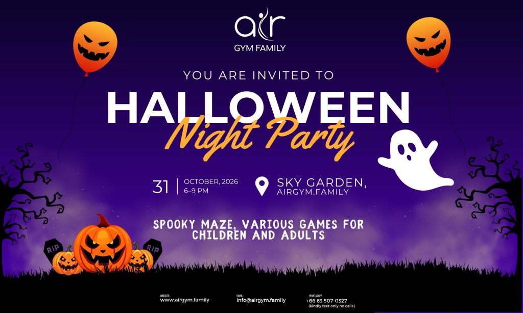 Halloween Night Party, 31 October 2026, 6–9 pm, Sky Garden, AirGym.Family Koh Samui